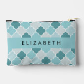 ブルーモロッコトレリス，クローバー，あなたの名前 アクセサリーポーチ (裏面)