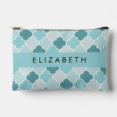 ブルーモロッコトレリス，クローバー，あなたの名前 アクセサリーポーチ (正面)