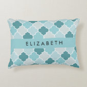 ブルーモロッコトレリス,クローバー,あなたの名前 アクセントクッション (正面)