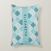 ブルーモロッコトレリス,クローバー,あなたの名前 アクセントクッション (正面(垂直))