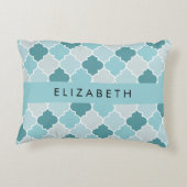 ブルーモロッコトレリス,クローバー,あなたの名前 アクセントクッション (裏面)