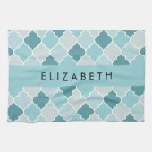 ブルーモロッコトレリス，クローバー，あなたの名前 キッチンタオル (横)