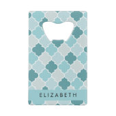 ブルーモロッコトレリス，クローバー，あなたの名前 クレジットカード栓抜き (裏面)