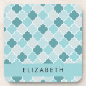 ブルーモロッコトレリス,クローバー,あなたの名前 コースター (正面)