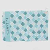 ブルーモロッコトレリス,クローバー,あなたの名前 ゴルフタオル (横)