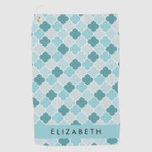 ブルーモロッコトレリス,クローバー,あなたの名前 ゴルフタオル (正面)