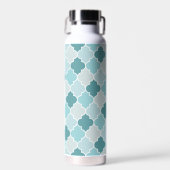ブルーモロッコトレリス、格子、クローバー ウォーターボトル (正面)