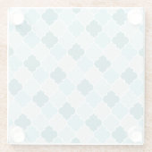 ブルーモロッコトレリス、格子、クローバー ガラスコースター (裏面)