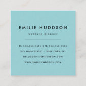 ブルーモロッコトレリス、格子、クローバー スクエア名刺 (裏面)