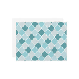 ブルーモロッコトレリス、格子、クローバー ポストカード