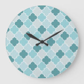 ブルーモロッコトレリス、格子、クローバー ラージ壁時計 (正面)