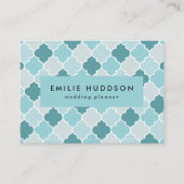 ブルーモロッコトレリス、格子、クローバー 名刺 (正面)