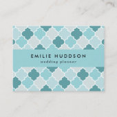 ブルーモロッコトレリス、格子、クローバー 名刺 (正面)