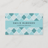 ブルーモロッコトレリス、格子、クローバー 名刺 (正面)