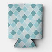 ブルーモロッコトレリス、格子、クローバー 缶クーラー (正面)