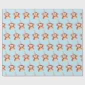 ブルーモンキー誕生日パーティギフトラッピング紙 ラッピングペーパー (フラット)