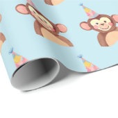 ブルーモンキー誕生日パーティギフトラッピング紙 ラッピングペーパー (ロールコーナー)