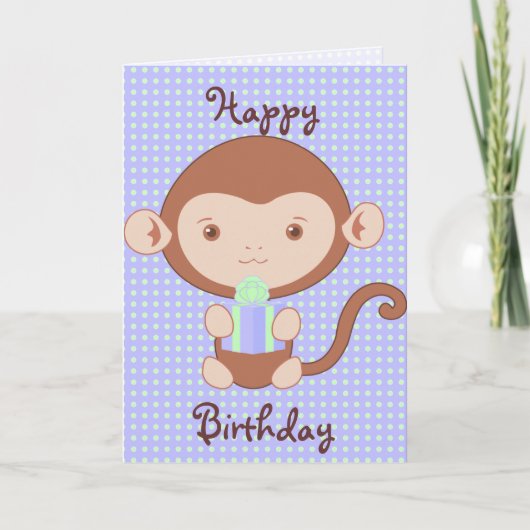 ブルーモンキー誕生日 カード (正面)