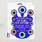 ブルーモンスターアイズバースデーパーティ招待状 招待状 (正面/裏面)