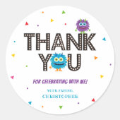 ブルーモンスターサンキューステッカー ラウンドシール (正面)