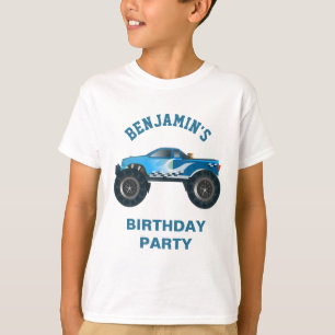 ブルーモンスタートラックの子供の誕生日パーティー Tシャツ