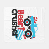 ブルーモンスタートラックハート破砕機バレンタイン フリースブランケット (正面(横))