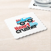 ブルーモンスタートラックハート破砕機バレンタイン ペーパーコースター (アングル)