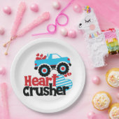 ブルーモンスタートラックハート破砕機バレンタイン ペーパープレート (パーティー)