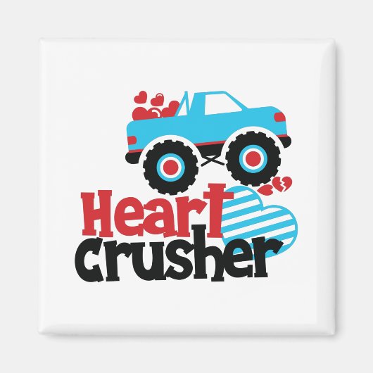 ブルーモンスタートラックハート破砕機バレンタイン マグネット (正面)