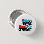 ブルーモンスタートラックハート破砕機バレンタイン 缶バッジ (正面&裏面)