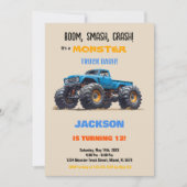 ブルーモンスタートラック誕生日招待状 招待状 (正面)