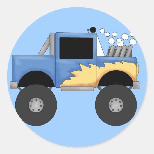 ブルーモンスタートラックTシャツとギフト ラウンドシール (正面)