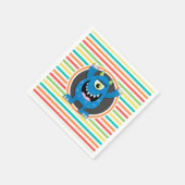 ブルーモンスターブライトレインボーストライプズ スタンダードカクテルナプキン (角)