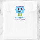 ブルーモンスター誕生日名前をカスタムするエージシール ラウンドシール (バッグ)