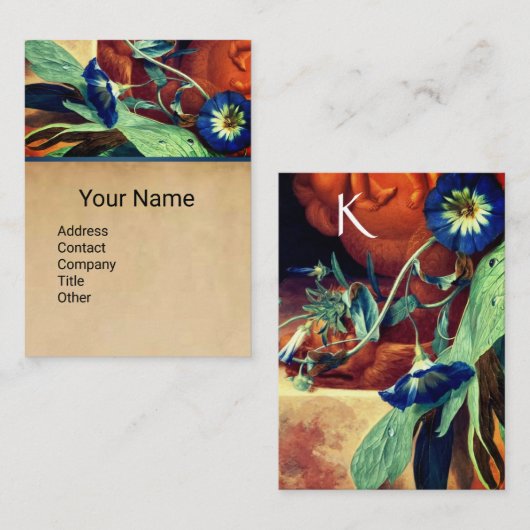 ブルーモーニンググロリズフローラパーチメントモノグラムブ 名刺 (正面/裏面)