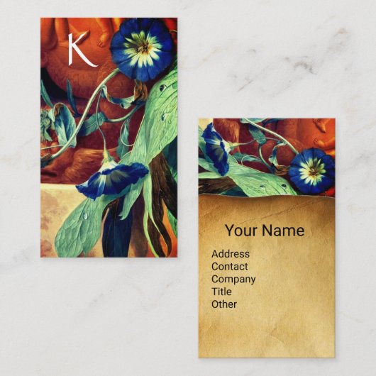 ブルーモーニンググロリズフローラパーチメントモノグラム 名刺 (正面/裏面)