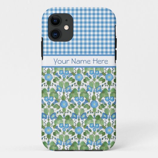 ブルーモーニンググローリーとギンガムiPhone 5/5sケース Case-Mate iPhoneケース (裏面)