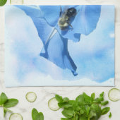 ブルーモーニンググローリーアンド(昆虫)マルハナバチ キッチンタオル (折り畳み)