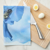 ブルーモーニンググローリーアンド(昆虫)マルハナバチ キッチンタオル (四つ折り)