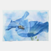 ブルーモーニンググローリーアンド(昆虫)マルハナバチ キッチンタオル (横)