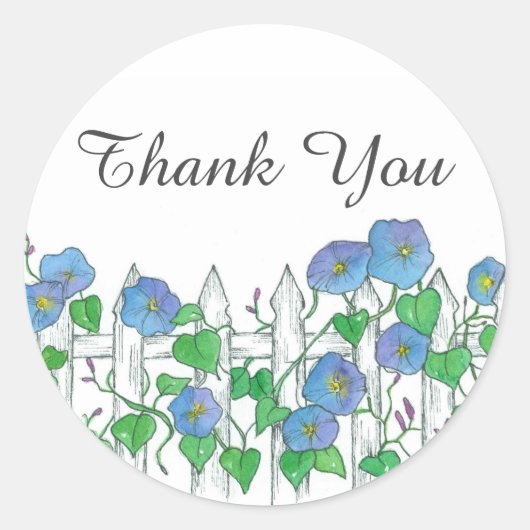 ブルーモーニンググローリーフラワーサンキュー ラウンドシール (正面)