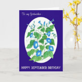 ブルーモーニンググローリー9月誕生日ゴッドマザー カード (黄色い花)