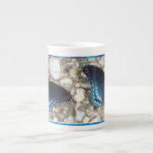 ブルーモーフィングバタフライマグ ボーンチャイナマグカップ (正面)