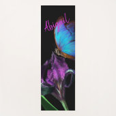 ブルーモーフォバタフライとパープルアイリス ヨガマット (正面)