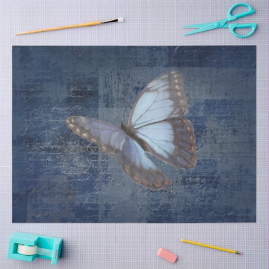 ブルーモーフォバタフライネイビーブルーエフエメラデクページ 薄葉紙 (クラフト)