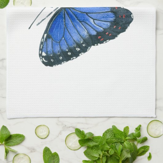 ブルーモーフォ・バタフライ・絵画ウォーターカラーズ キッチンタオル (折り畳み)