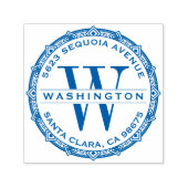 ブルーモ華美ノグラムファミリー名差出人住所 セルフインキングスタンプ (デザイン)