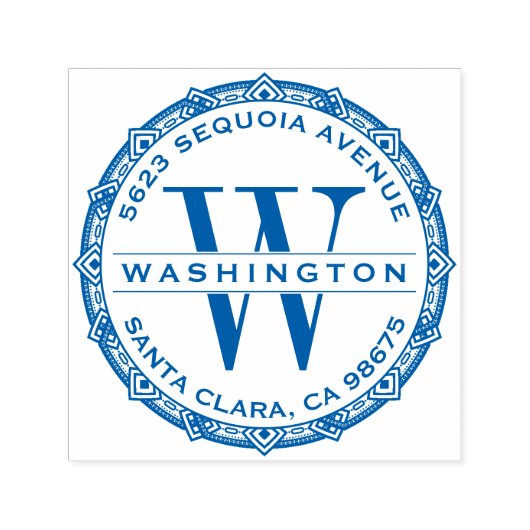 ブルーモ華美ノグラムファミリー名差出人住所 セルフインキングスタンプ (デザイン)