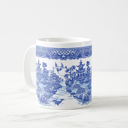 ブルーヤナギ亀甲島動物おもしろい コーヒーマグカップ (正面左)