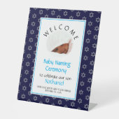 ブルーユダヤベビー命名写真スター・オブ・デイビッド 台座サイン (正面)